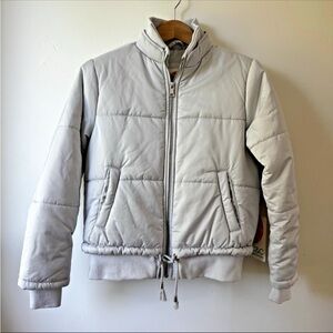 C&C California Women’s Puffer Bomber Jacket Light Gray Size M NWT Cozy Trendy